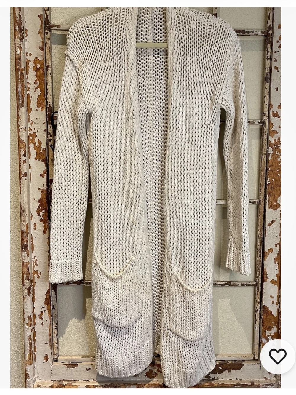 Free People Simply Sienna Open-Front Cream Long Knit Cardigan Sweater S